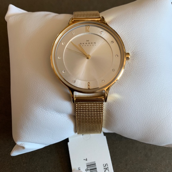 Skagen Anita Lille Gold-Tone Steel Mesh Women’s Watch - Picture 3 of 14